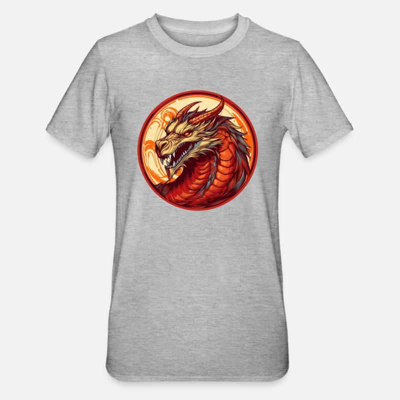 Drache - Unisex Polycotton T-Shirt - Grau meliert
