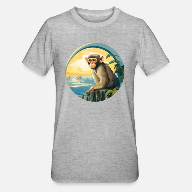 Affe - Unisex Polycotton T-Shirt - Grau meliert