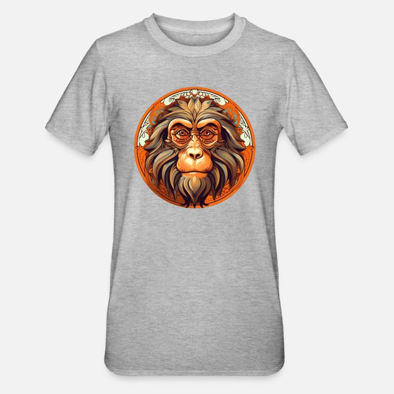 Monkey - Unisex Polycotton T-Shirt - heather grey