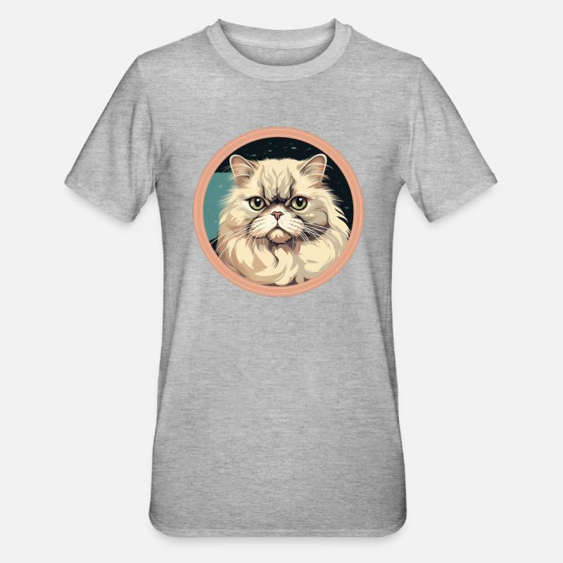 Chat persan - T-shirt polycoton Unisexe - gris chiné