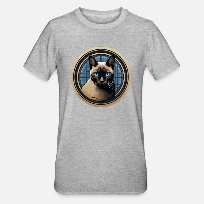 Siamkatze - Unisex Polycotton T-Shirt - Grau meliert