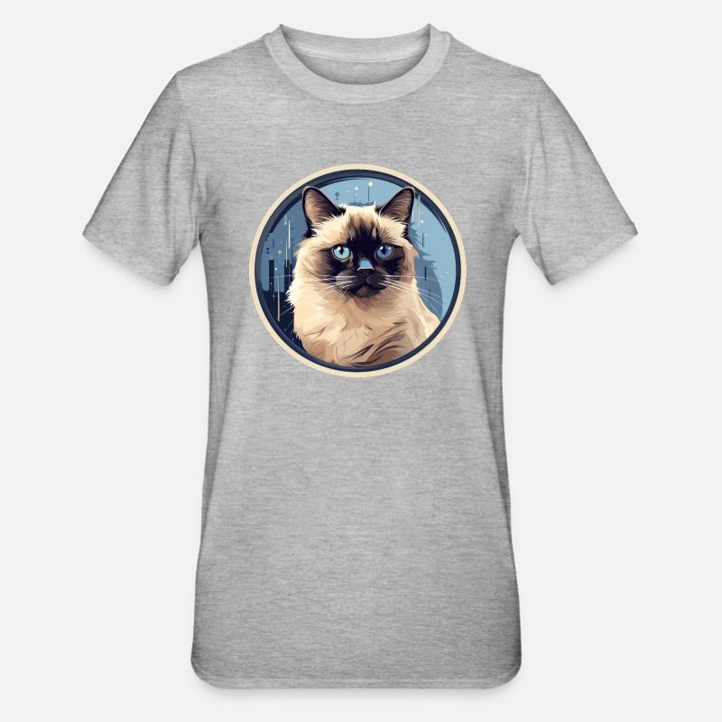 Chat birman - T-shirt polycoton Unisexe - gris chiné