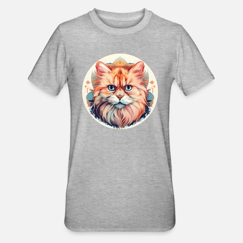 Chat persan - T-shirt polycoton Unisexe - gris chiné