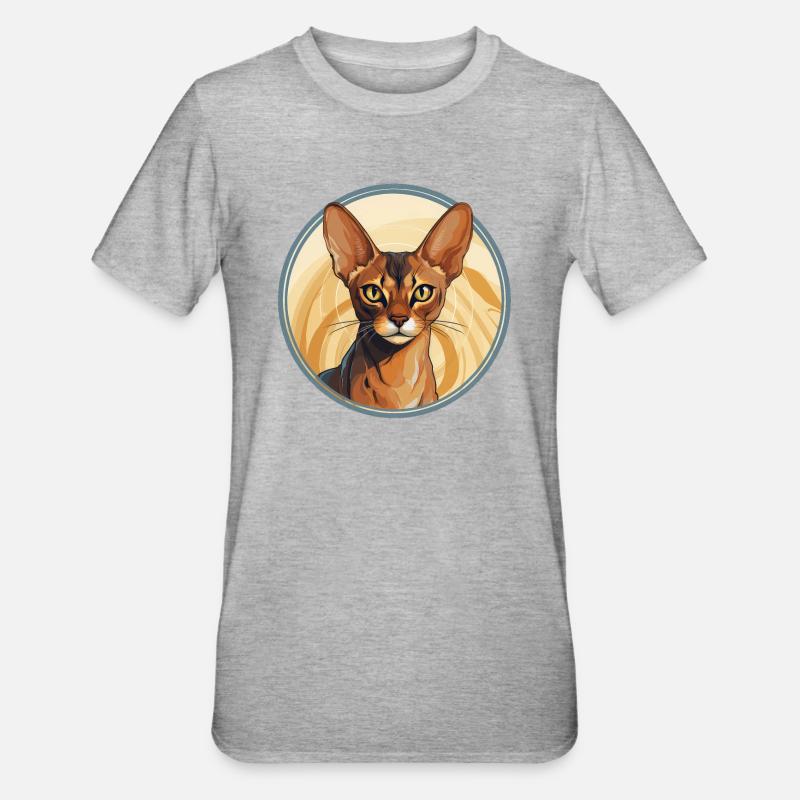 Chat abyssin - T-shirt polycoton Unisexe - gris chiné