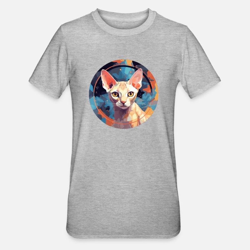 Devon Rex Chat - T-shirt polycoton Unisexe - gris chiné