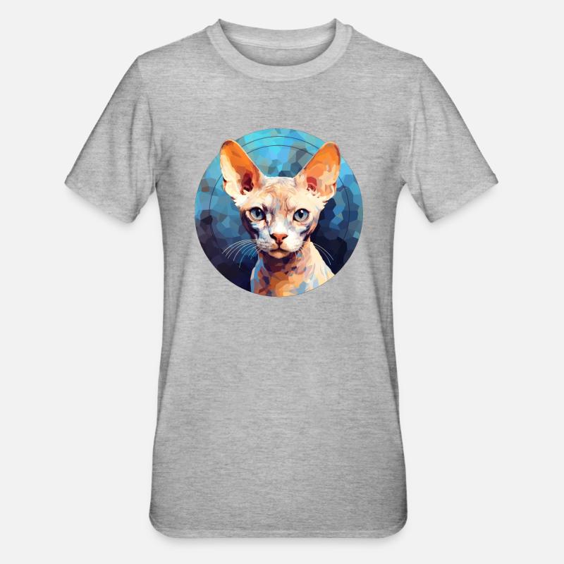 Devon Rex Katze - Unisex Polycotton T-Shirt - Grau meliert