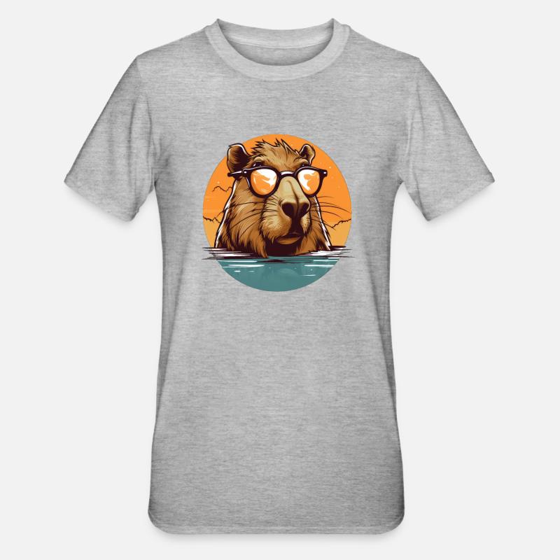 Capybara - T-shirt polycoton Unisexe - gris chiné