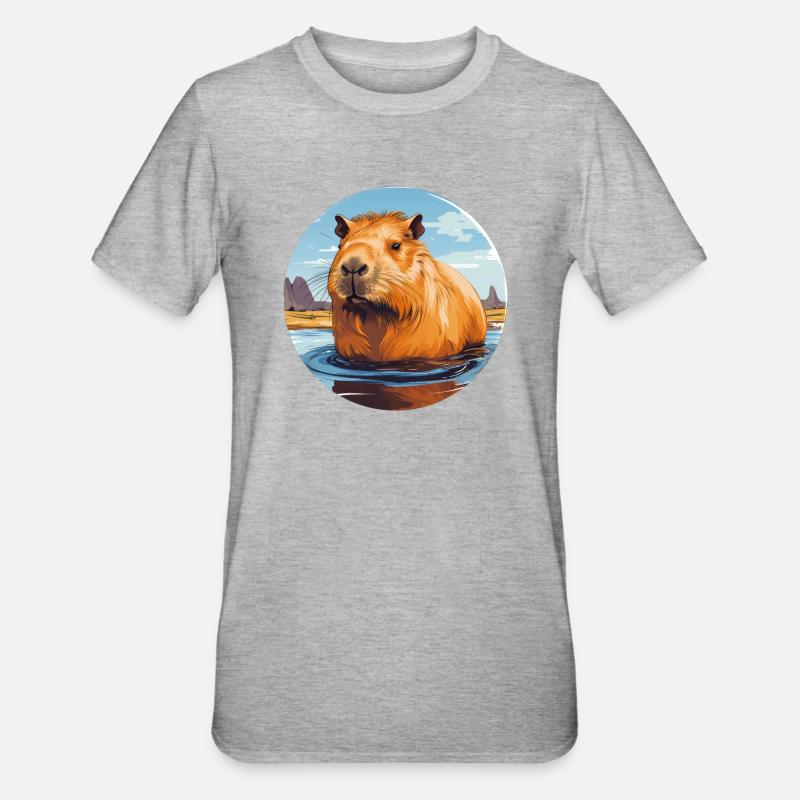 Capybara - T-shirt polycoton Unisexe - gris chiné