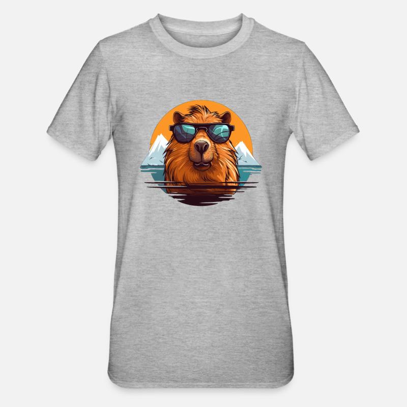 Capybara - T-shirt polycoton Unisexe - gris chiné