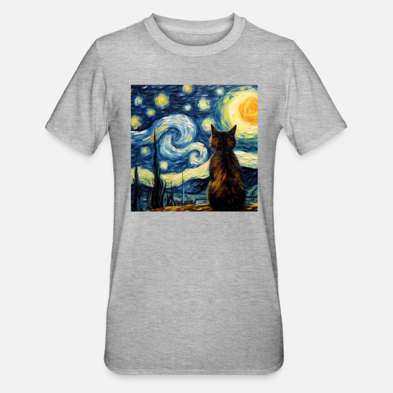 Cat, Cat Motif - Unisex Polycotton T-Shirt - heather grey