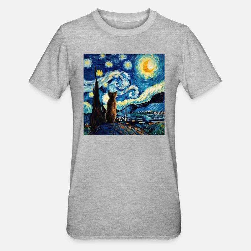 Chat, Motif De Chat - T-shirt polycoton Unisexe - gris chiné