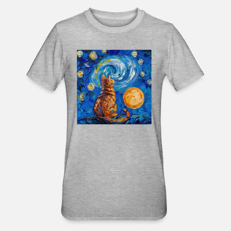 Cat, Cat Motif - Unisex Polycotton T-Shirt - heather grey