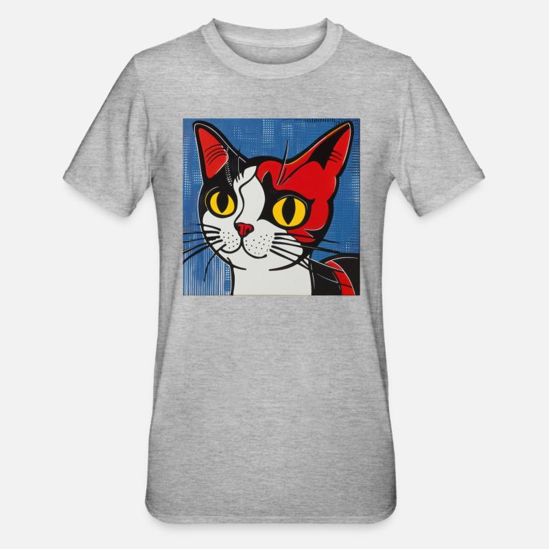 Katze, katzenmotiv, comic - Unisex Polycotton T-Shirt - Grau meliert