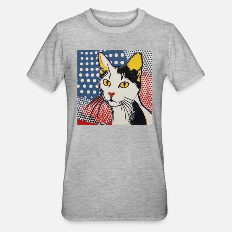 Chat, Motif De Chat - T-shirt polycoton Unisexe - gris chiné