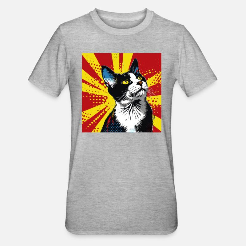 Chat, Motif De Chat - T-shirt polycoton Unisexe - gris chiné