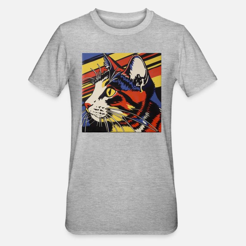 Chat, Motif De Chat - T-shirt polycoton Unisexe - gris chiné