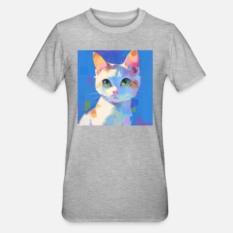 Chat, Motif De Chat - T-shirt polycoton Unisexe - gris chiné