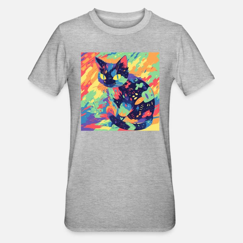 Chat, Motif De Chat - T-shirt polycoton Unisexe - gris chiné