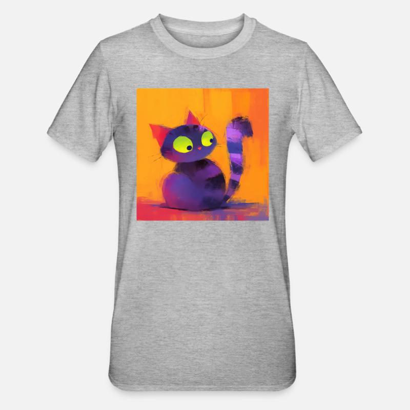 Chat, Motif De Chat - T-shirt polycoton Unisexe - gris chiné