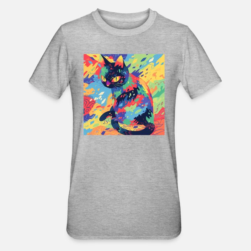 Chat, Motif De Chat - T-shirt polycoton Unisexe - gris chiné