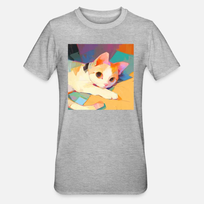 Chat, Motif De Chat - T-shirt polycoton Unisexe - gris chiné