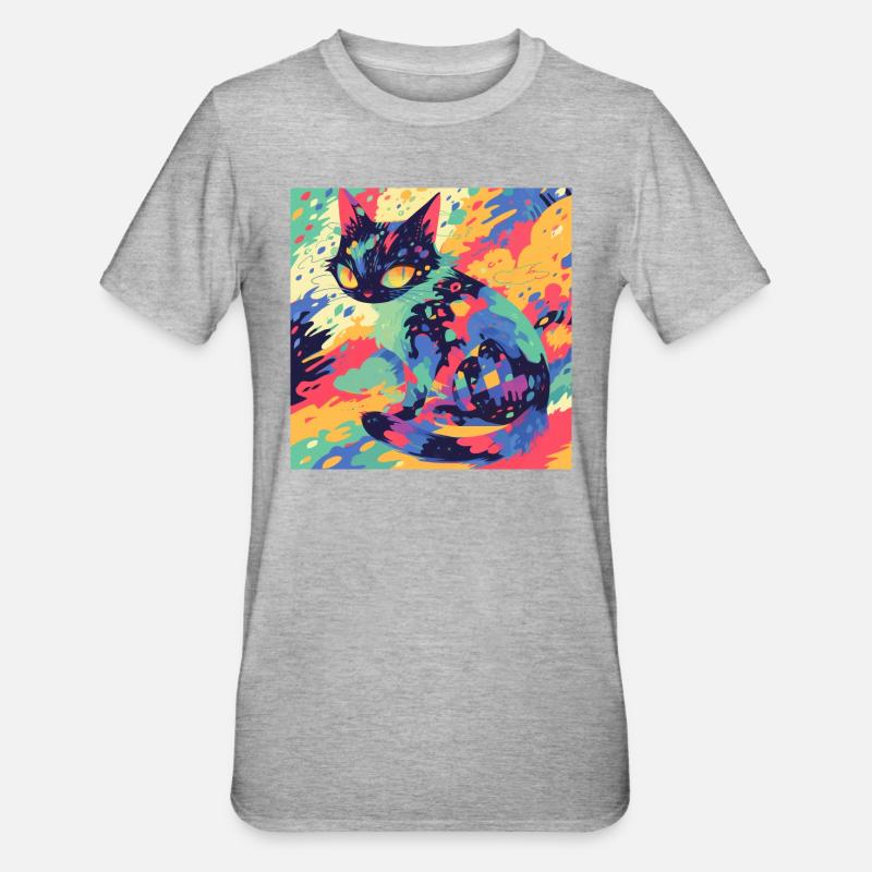 Chat, Motif De Chat - T-shirt polycoton Unisexe - gris chiné