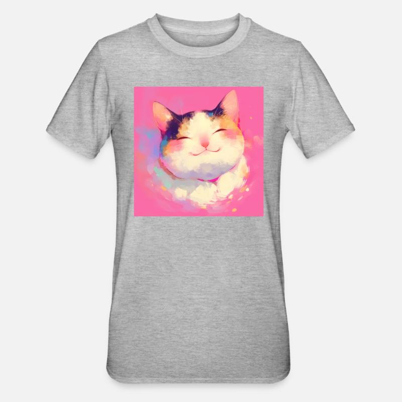 Chat, Motif De Chat - T-shirt polycoton Unisexe - gris chiné