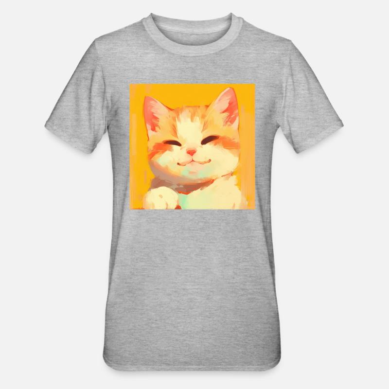 Chat, Motif De Chat - T-shirt polycoton Unisexe - gris chiné