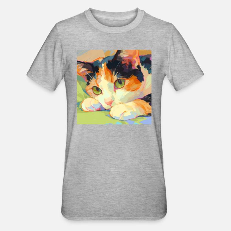 Chat, Motif De Chat - T-shirt polycoton Unisexe - gris chiné