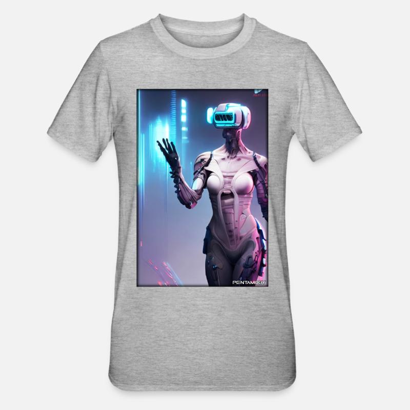 Robot Future Science Sci-Fi Machine - Unisex Polycotton T-Shirt - heather grey