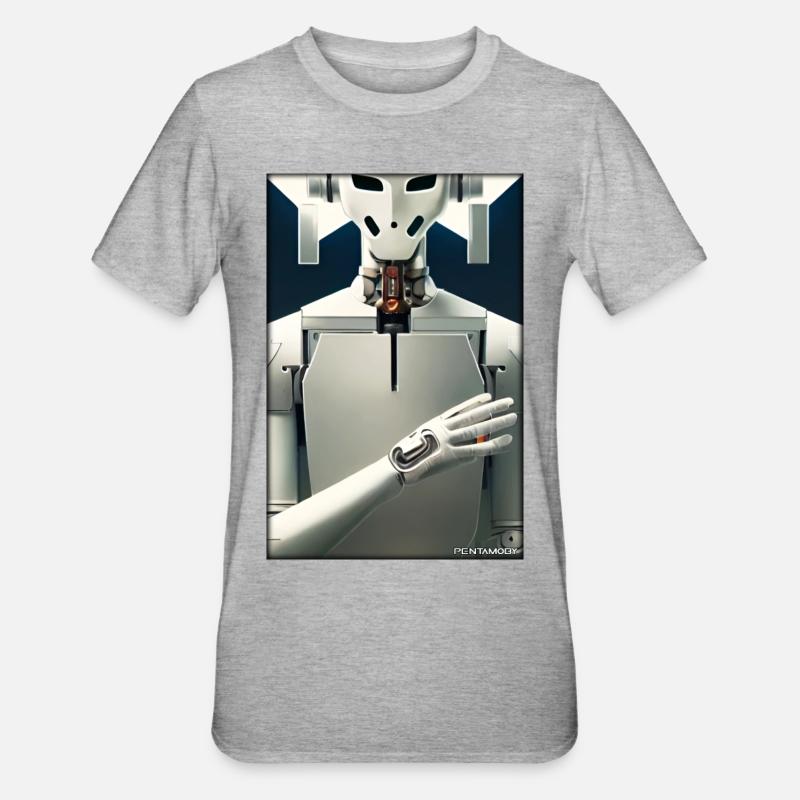 Robot Future Technology Science Android - T-shirt polycoton Unisexe - gris chiné