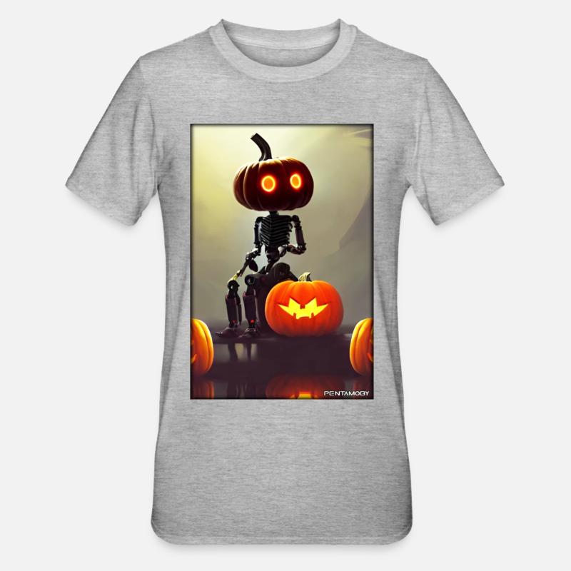 Robots Halloween Future Technology Science - T-shirt polycoton Unisexe - gris chiné