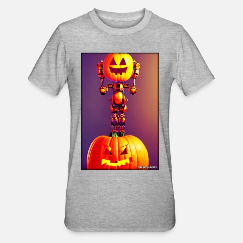Robots Halloween Future Technology Science - T-shirt polycoton Unisexe - gris chiné