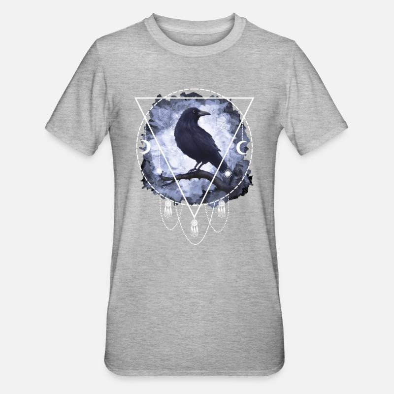 Rabe Krähe Gothic - Unisex Polycotton T-Shirt - Grau meliert