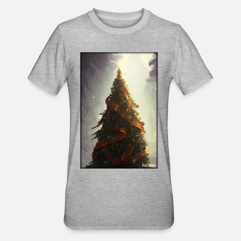 Arbre de Noël Noël hiver - T-shirt polycoton Unisexe - gris chiné