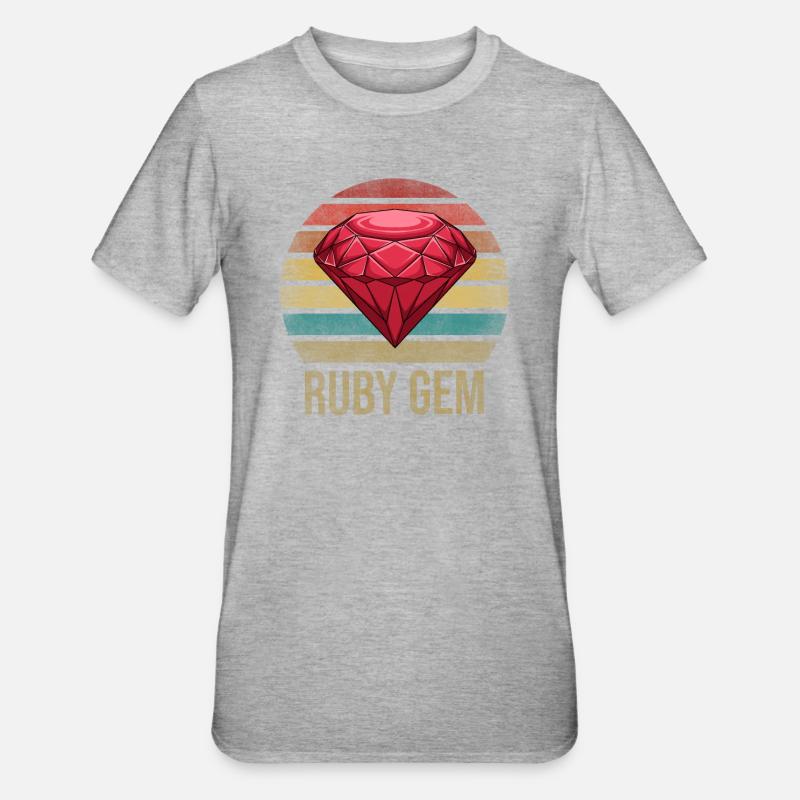 Ruby Gemstone Retro Sunset - Unisex Polycotton T-Shirt - heather grey