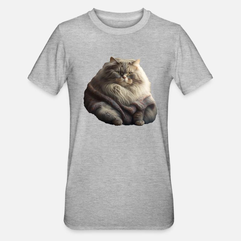 Süße Katze Strick Pullover - Unisex Polycotton T-Shirt - Grau meliert