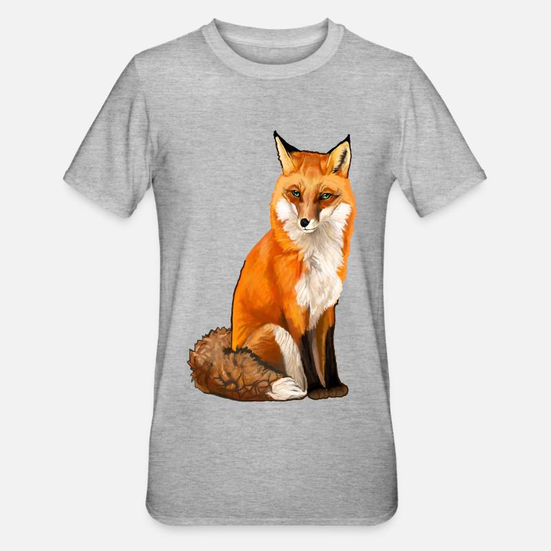 fox - Unisex Polycotton T-Shirt - heather grey
