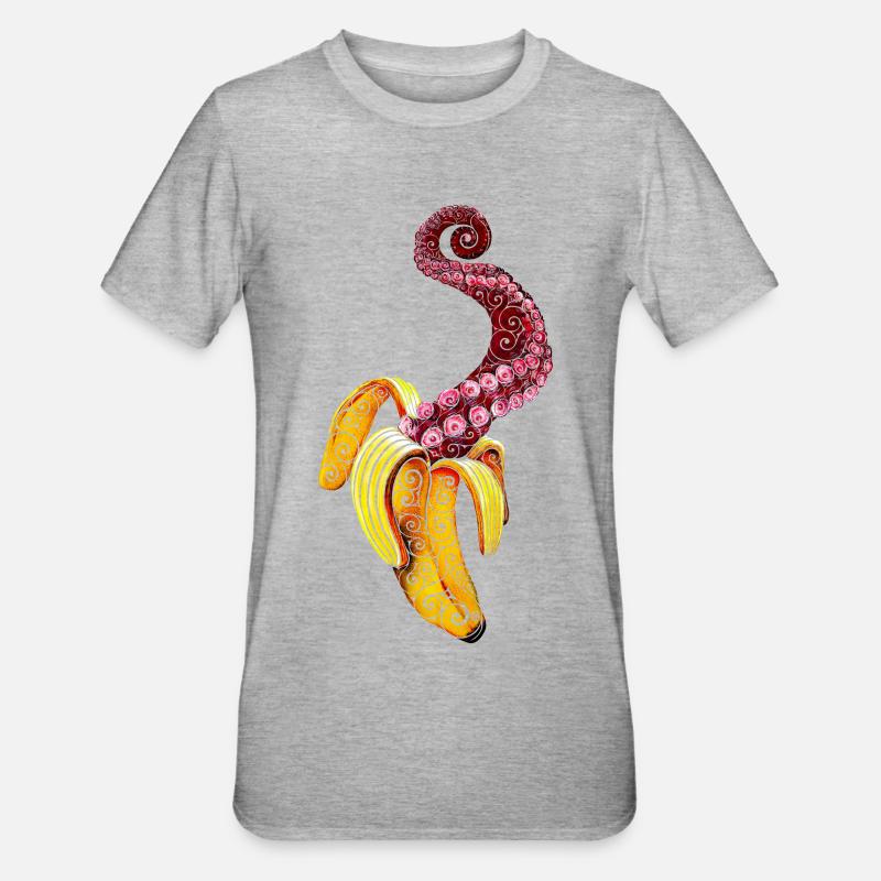 Wirbelnde Mutant-Banane - Unisex Polycotton T-Shirt - Grau meliert