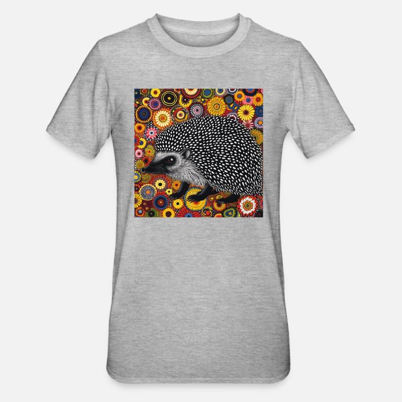 igel, bunt, tier, geschenk, geschenkidee - Unisex Polycotton T-Shirt - Grau meliert