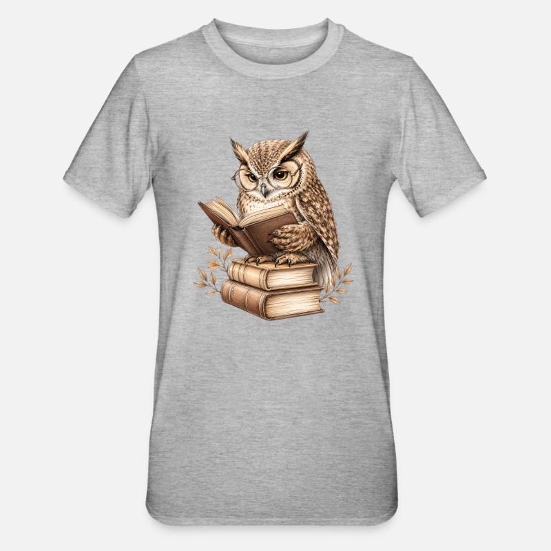 Leseeule - Unisex Polycotton T-Shirt - Grau meliert