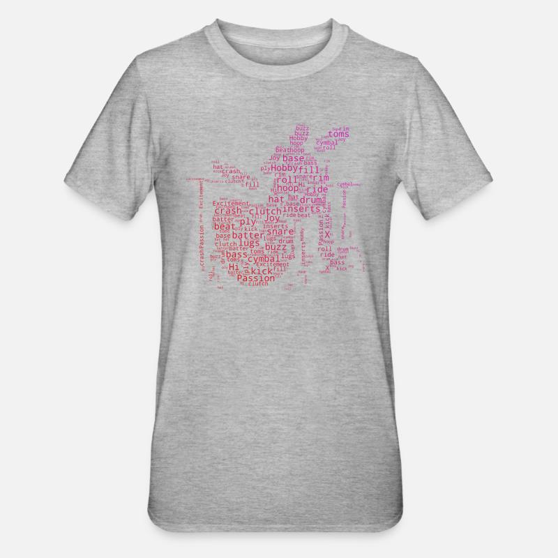 Drummer Drum Kit Drumming - T-shirt polycoton Unisexe - gris chiné