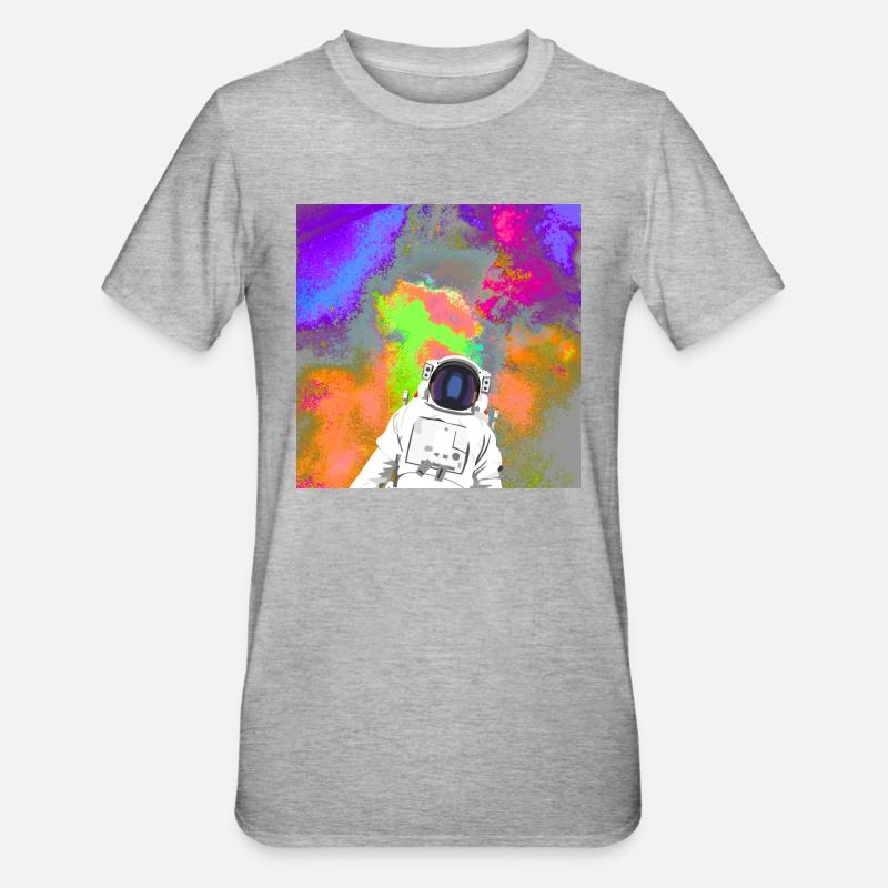 Astronaute devant une supernova spatiale - T-shirt polycoton Unisexe - gris chiné