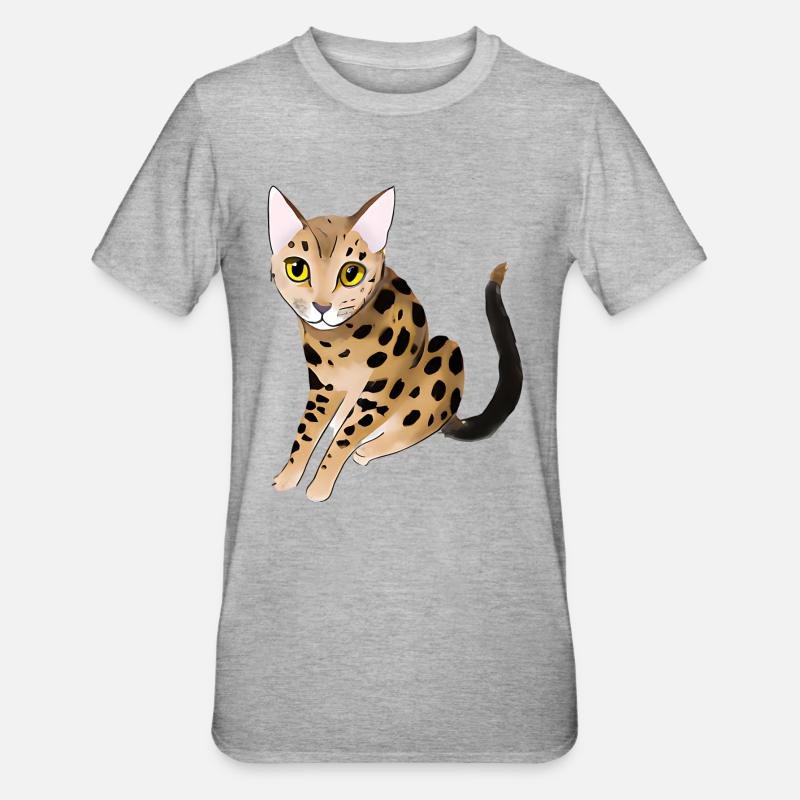 Chat léopard - T-shirt polycoton Unisexe - gris chiné