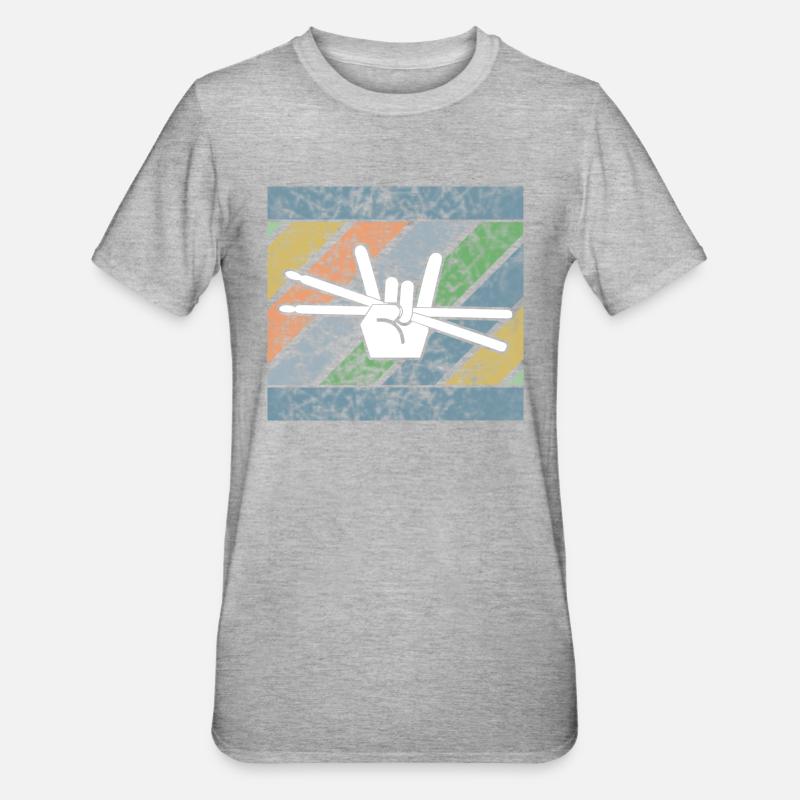 Drummer Drumsticks Drum Design - T-shirt polycoton Unisexe - gris chiné