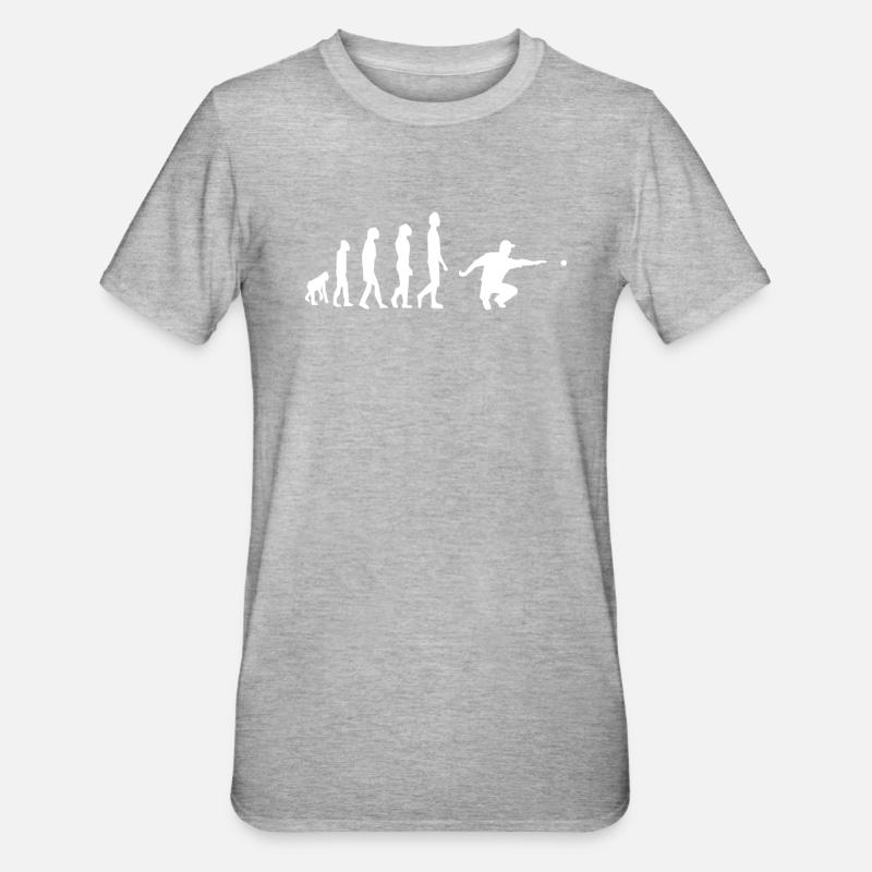 Boule Boccia Petanque Evolution - Unisex Polycotton T-Shirt - Grau meliert