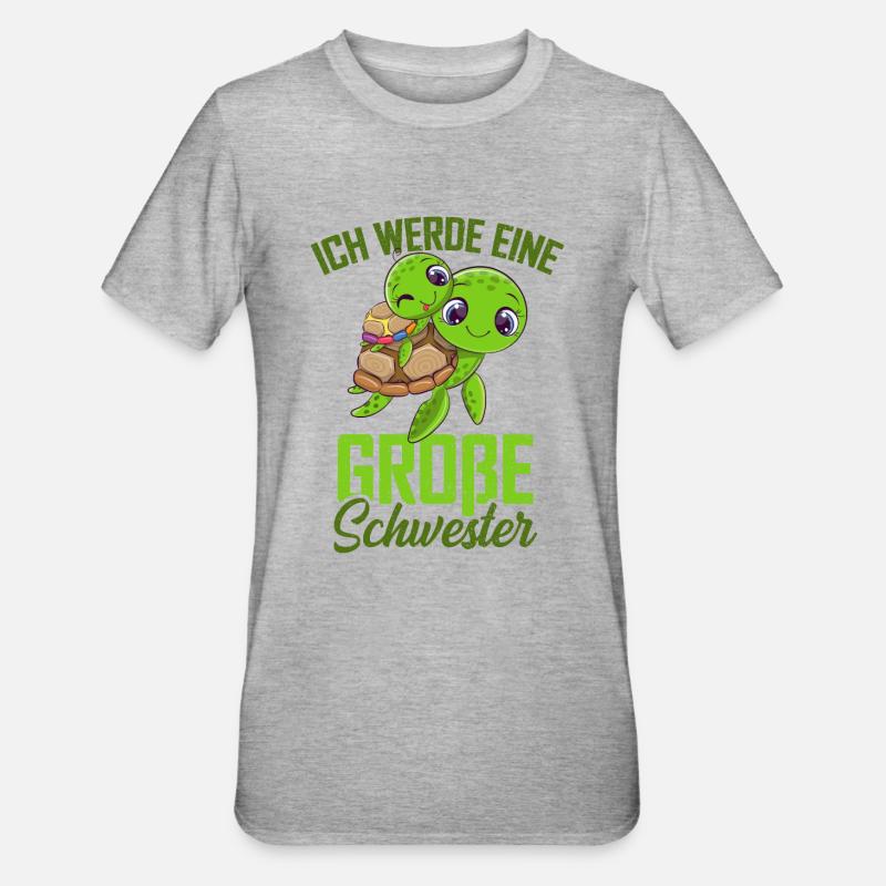 Große Schwester Schildkröte - Unisex Polycotton T-Shirt - Grau meliert