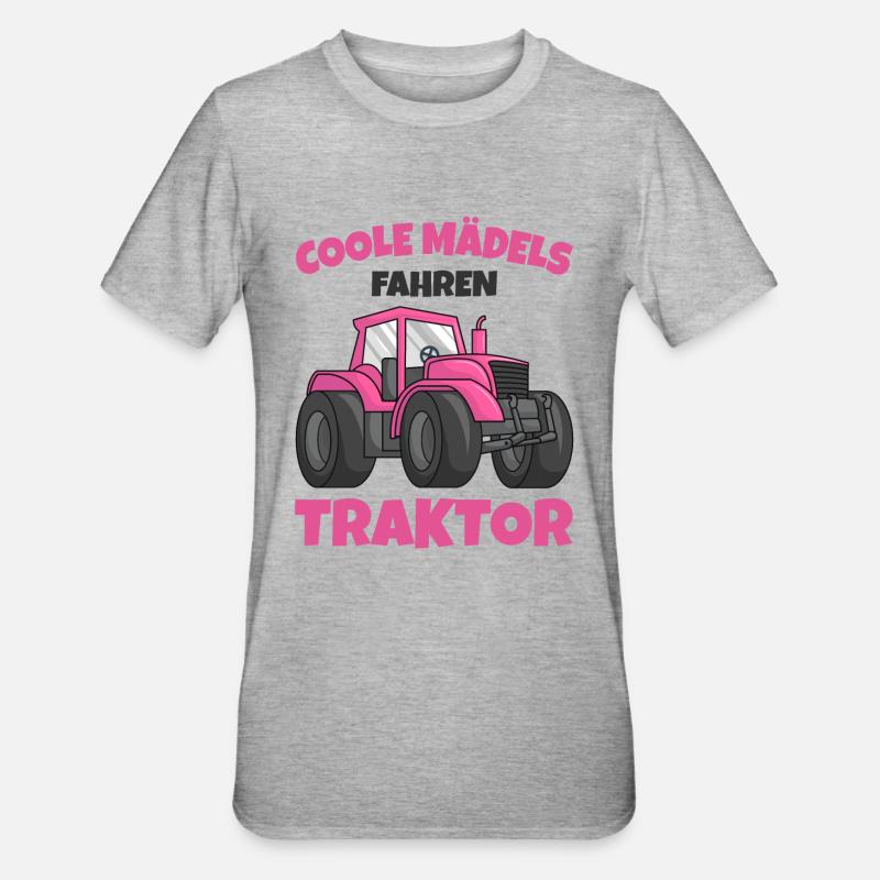 Traktor Mädchen - Unisex Polycotton T-Shirt - Grau meliert