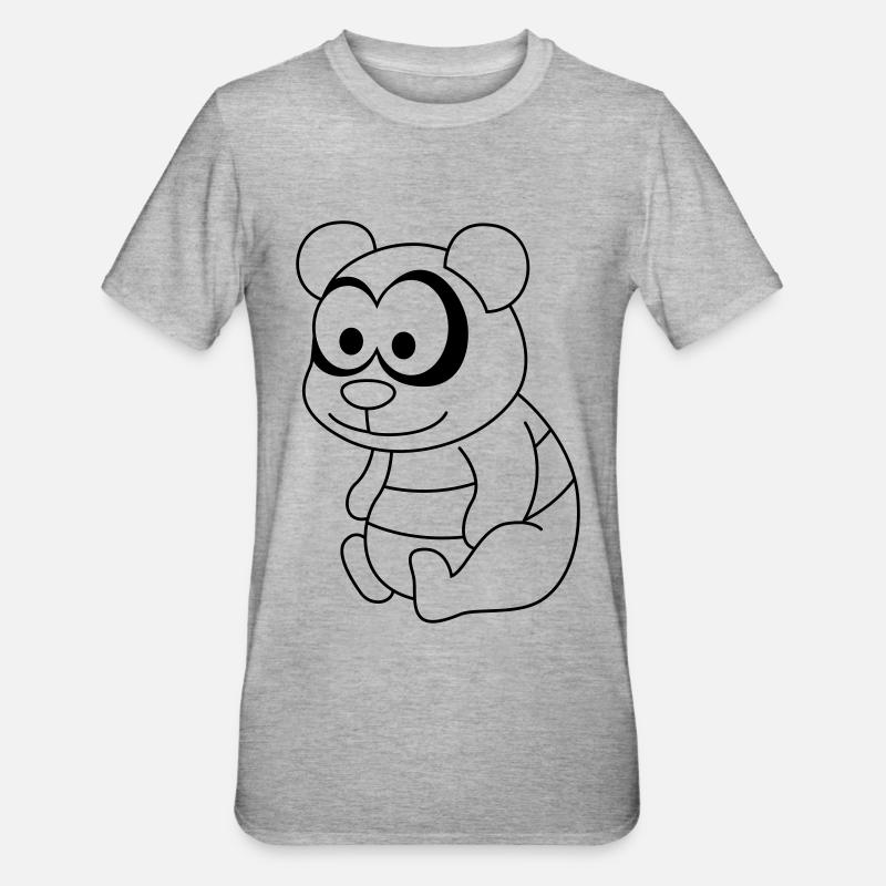 Panda Comic Animal - T-shirt polycoton Unisexe - gris chiné