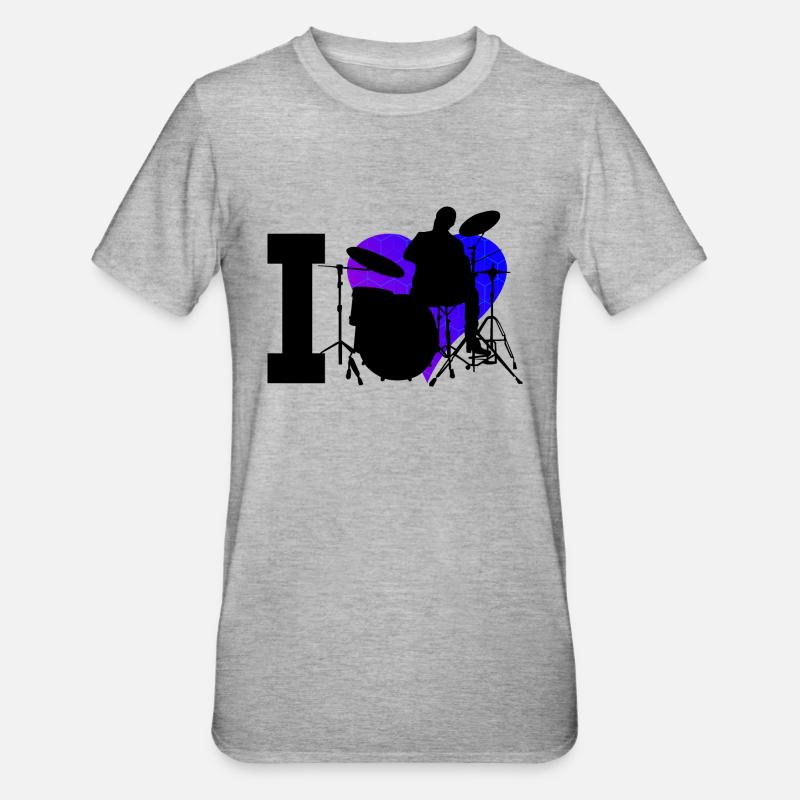 Percussions de batteur féminin - T-shirt polycoton Unisexe - gris chiné